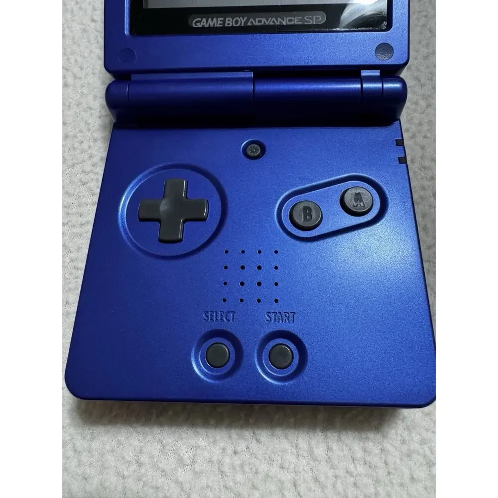 Nintendo Game Boy Advance SP Blue AGS-001 + Charger + Case + 4 Games WORKS GREAT